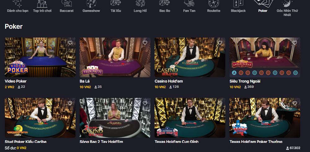 Khám phá kho game tại Gameplay Interactive Live Casino Vnz6