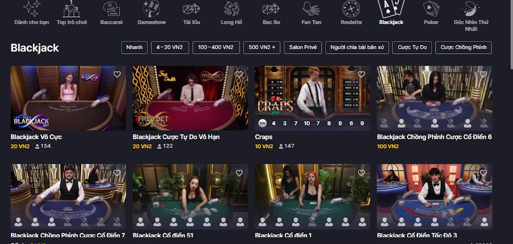 Tổng quan sảnh Gameplay Interactive Live Casino Vnz6